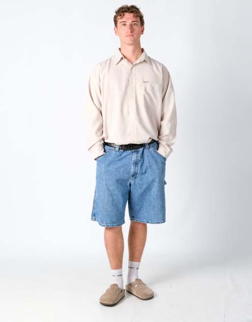 Vintage Lee 40x21 Denim Carpenter Baggy Jorts Shorts Light Blue