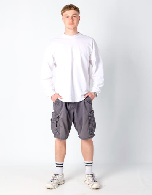 Vintage Lee 40x22 Canvas Carpenter Baggy Shorts Charcoal Grey