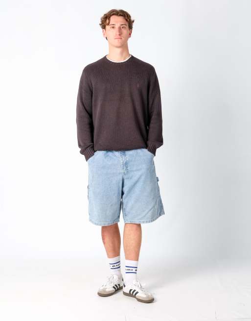Vintage Lee 40x22 Denim Carpenter Baggy Jorts Shorts Light Blue