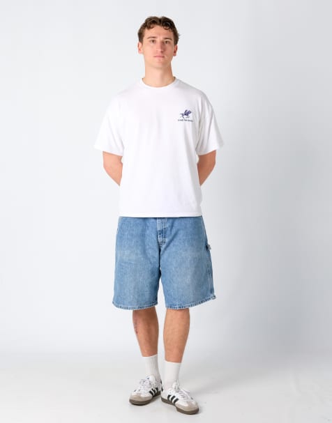 Vintage Lee 40x22 Denim Carpenter Baggy Jorts Shorts Light Blue - view 1