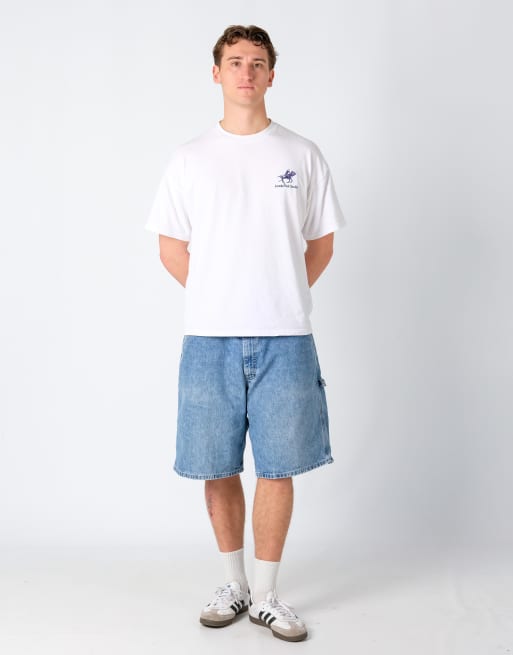 Vintage Lee 40x22 Denim Carpenter Baggy Jorts Shorts Light Blue
