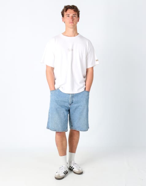 Vintage Lee 40x22 denim jorts shorts light blue - view 1