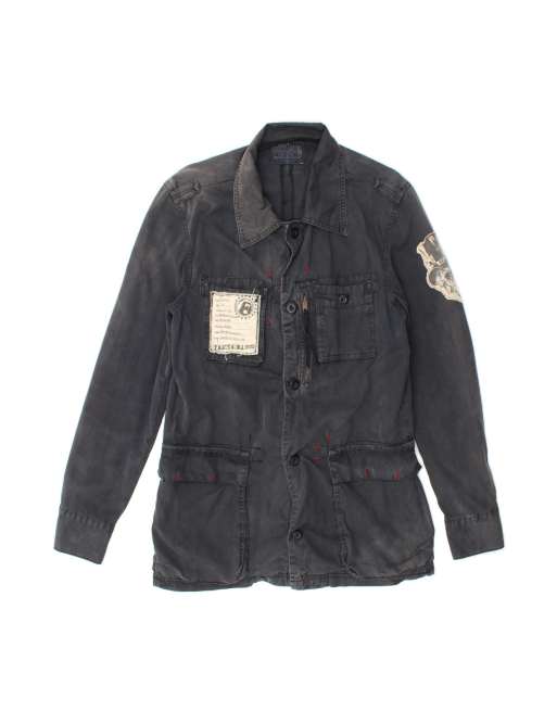 Vintage Lee Austin Graphic Utility Jacket UK 38 Medium In Black