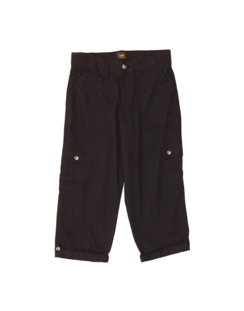 Vintage Lee Capri Loose Fit Cargo Trousers US 6 Medium W30 L20 In Black - view 1