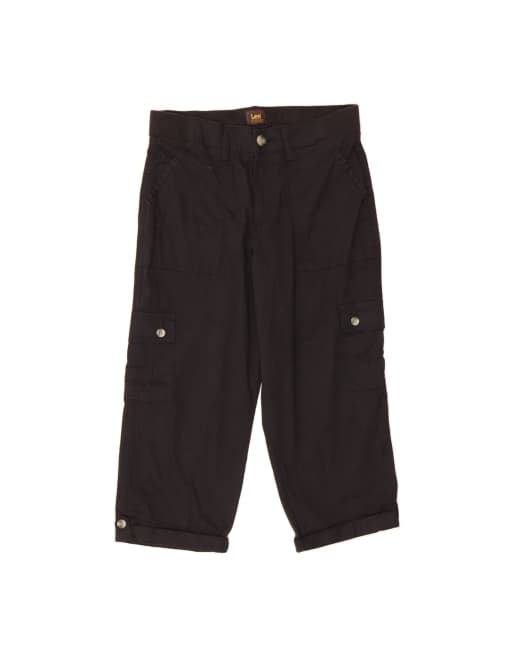 Vintage Lee Capri Loose Fit Cargo Trousers US 6 Medium W30 L20 In Black