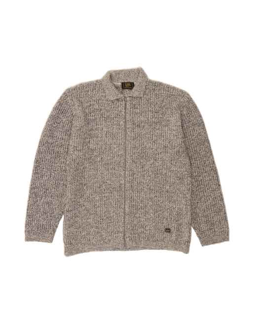 Vintage Lee Cardigan Sweater Large In Grey Flecked