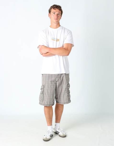 Vintage Lee checkered 38x22 canvas cargo shorts in grey - view 1