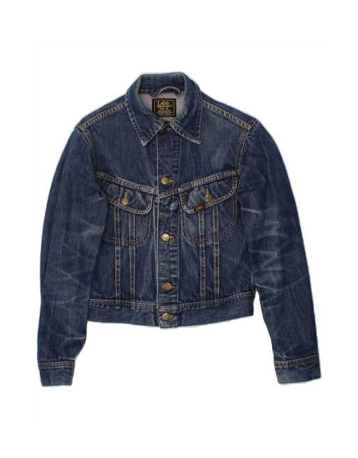 Vintage Lee Crop Denim Jacket UK 12 Medium In Blue