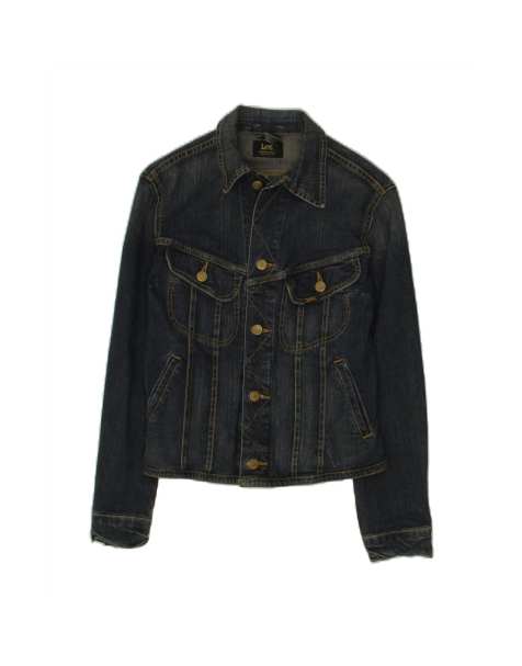 Vintage Lee Crop Denim Jacket UK 12 Medium In Blue - view 1