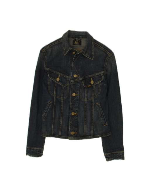 Vintage Lee Crop Denim Jacket UK 12 Medium In Blue