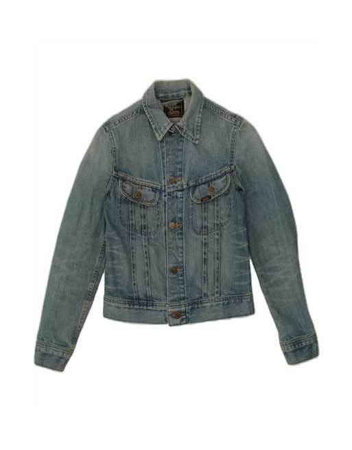 Vintage Lee Crop Denim Jacket UK 8 Small In Blue