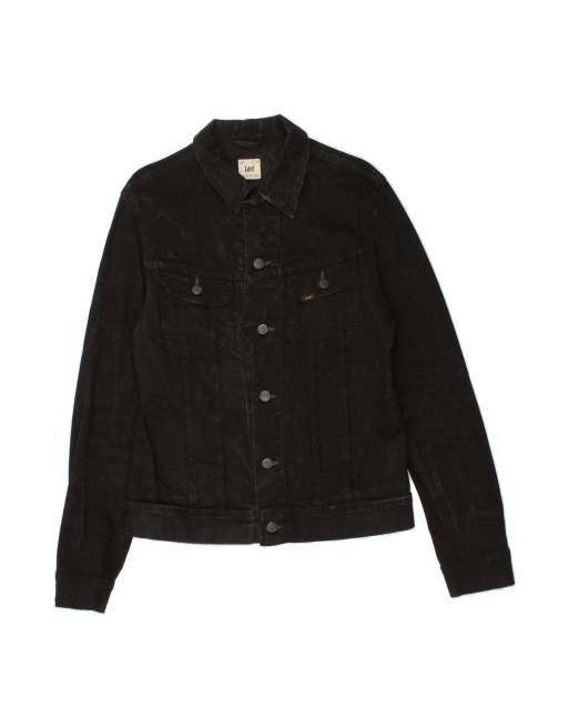 Vintage Lee Denim Jacket UK 14 Large In Black
