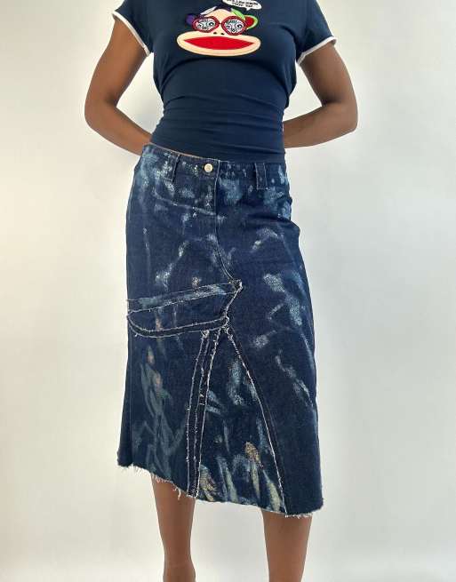 Vintage Lee denim midi skirt in blue