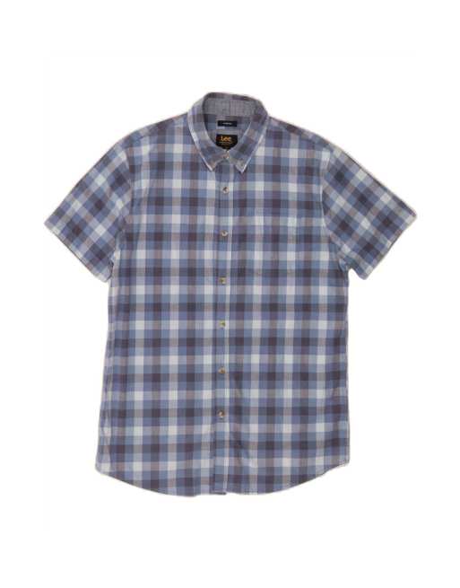 Vintage Lee Fit Short Sleeve Shirt Medium In Blue Check