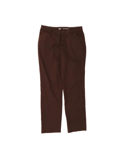 Vintage Lee High Waist Straight Casual Trousers US 16 2XL W36 L33 In Brown - view 1