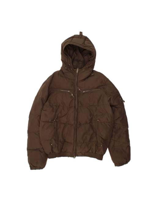 Vintage Lee Hooded Padded Jacket UK 40 Large In Brown