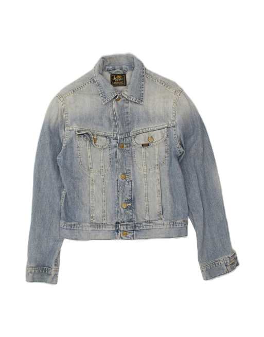 Vintage Lee Kansas Graphic Denim Jacket UK 14 Large In Blue