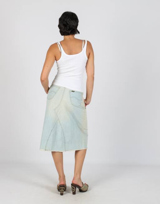 Vintage Lee M denim midi skirt in blue, 3 of 4