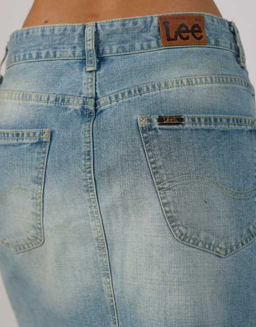 Vintage Lee M denim midi skirt in blue, 4 of 4