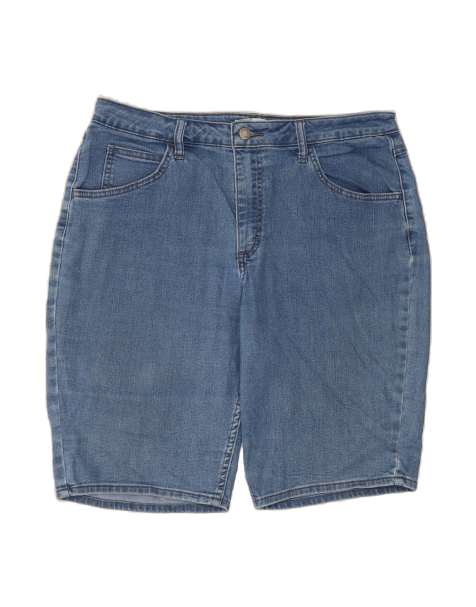 Vintage Lee Mid Rise Bermuda Denim Shorts US 14 Large W34 In Blue - view 1