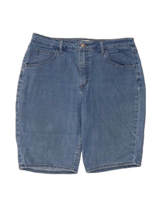 Vintage Lee Mid Rise Bermuda Denim Shorts US 14 Large W34 In Blue