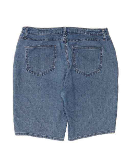 Vintage Lee Mid Rise Bermuda Denim Shorts US 14 Large W34 In Blue, 2 of 4