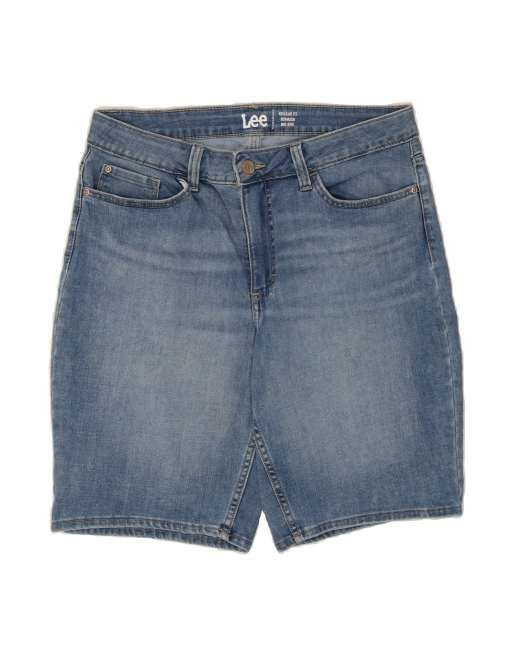 Vintage Lee Mid Rise Fit Denim Shorts US 12 Large W32 In Blue