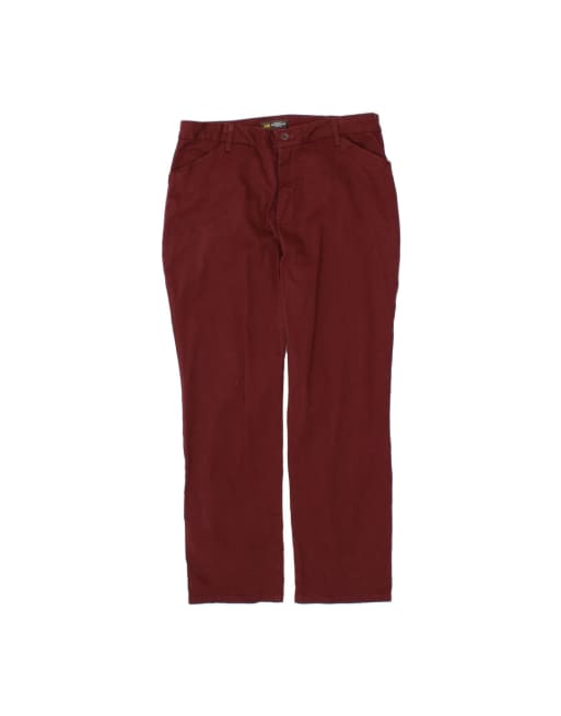 Vintage Lee Mid Rise Straight Casual Trousers US 14 XL W32 L29 In Burgundy
