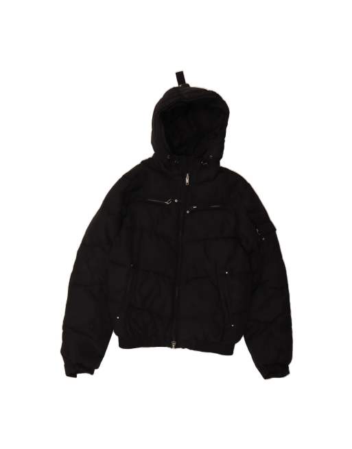 Vintage Lee Oversized Hooded Padded Jacket UK 10 Small In Black