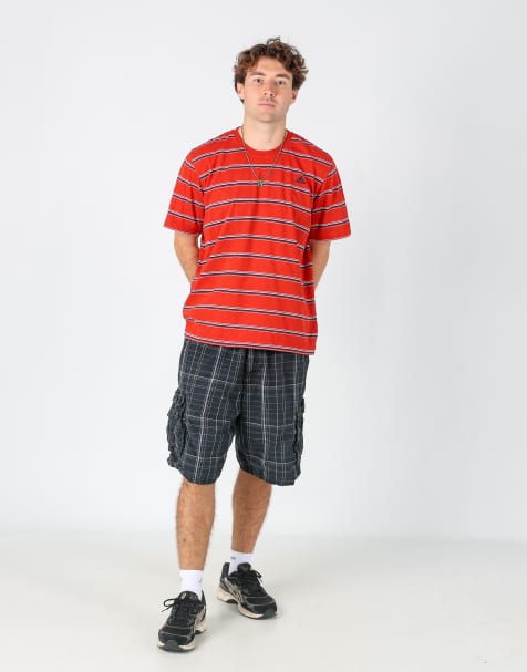 Vintage Lee plaid 40x23 canvas cargo shorts in black - view 1