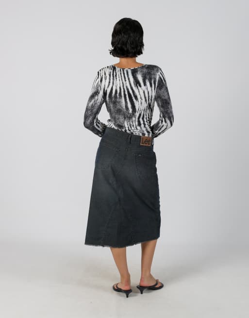 Vintage Lee S cord skirt in blue, 3 of 4