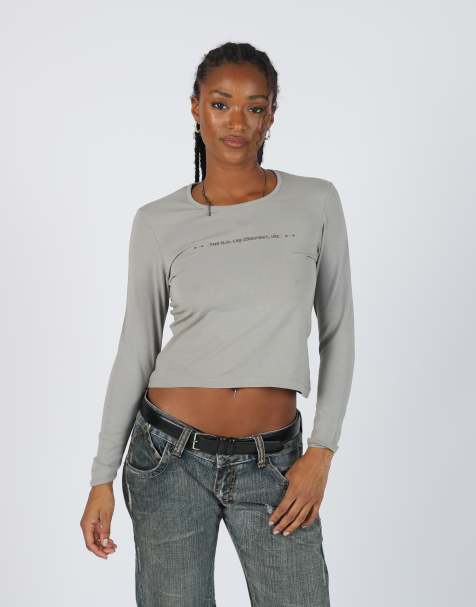 Vintage Lee S long sleeve top in grey - view 1