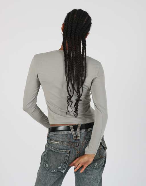 Vintage Lee S long sleeve top in grey, 2 of 4