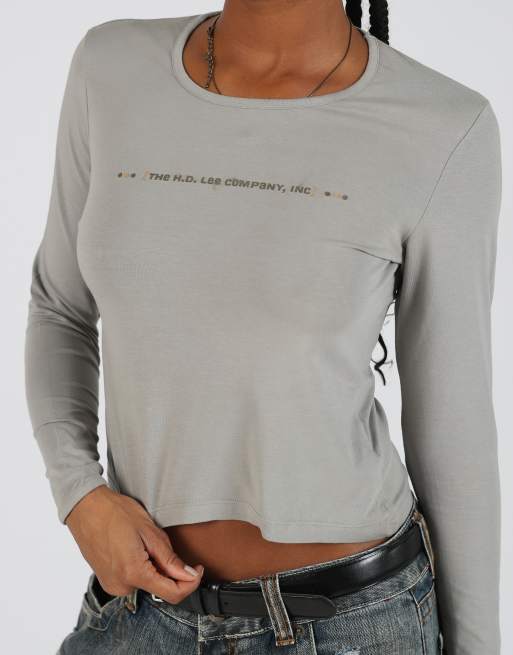 Vintage Lee S long sleeve top in grey, 4 of 4