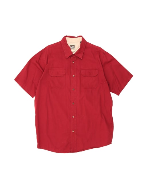 Vintage Lee Short Sleeve Shirt Large In Burgundy