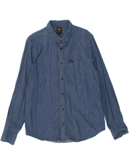 Vintage Lee Size L Regular Fit Shirt in Blue