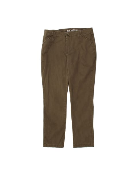 Vintage Lee Slim Straight Chino Trousers US 12 Large W32 L29 In Khaki - view 1