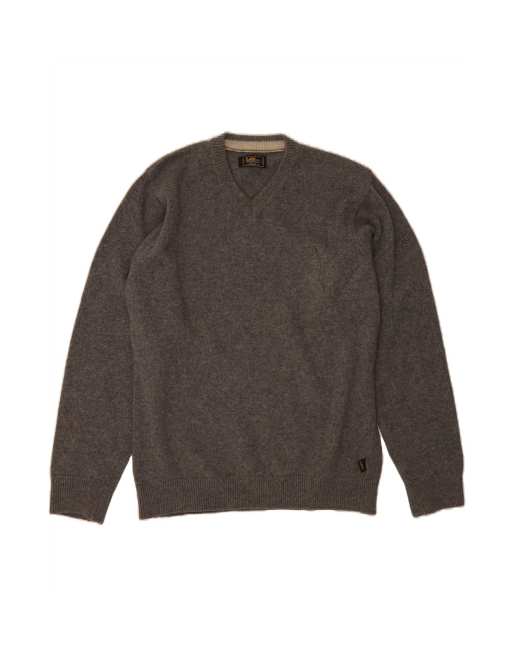 Vintage Lee V-neck Jumper Sweater Large In Grey Wool
