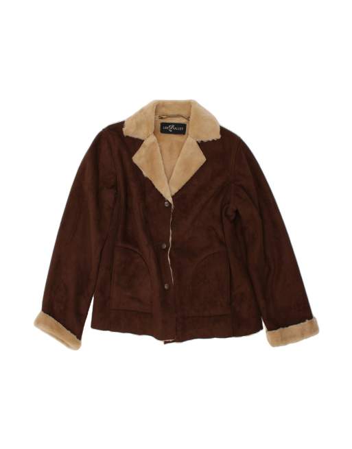 Vintage Lee Valley Sherpa Jacket UK 16 Large In Brown