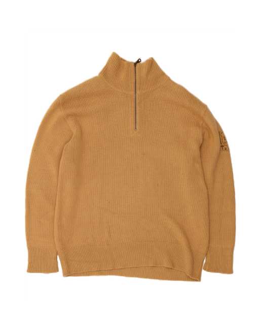Vintage Lee Zip Neck Jumper Sweater Large In Brown