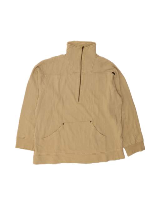 Vintage Lee Zip Neck Sweatshirt Jumper Large In Beige