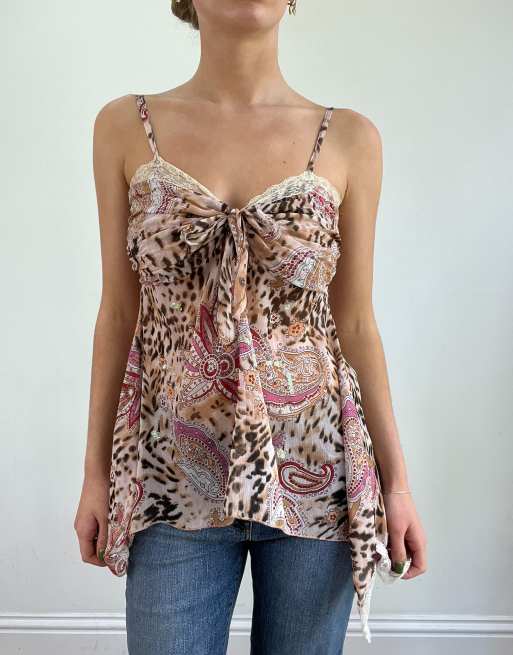 Vintage leopard print cami in brown