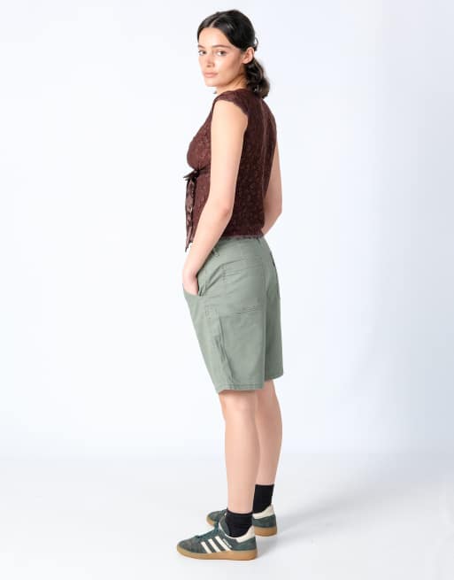 Vintage Levi's 27x19 Canvas Cargo Shorts Khaki Green, 3 of 4