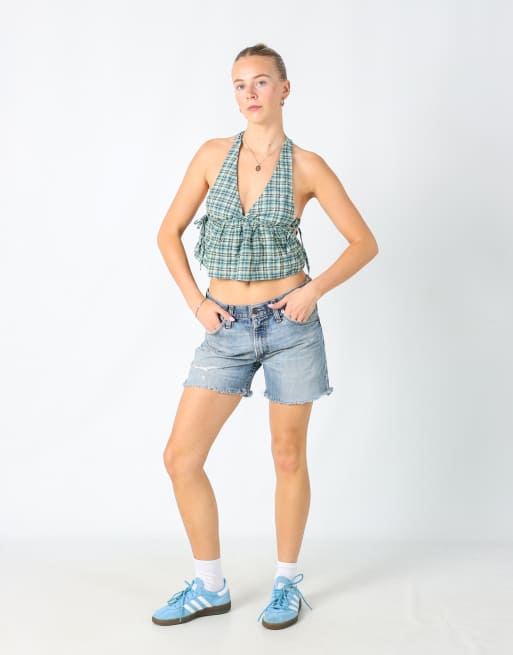 Vintage Levi's 30x14 denim shorts in light blue