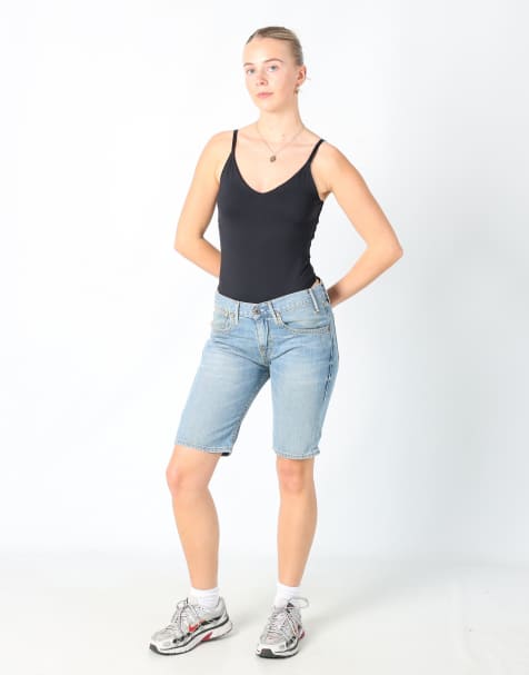 Vintage Levi's 30x19 denim shorts in light blue - view 1