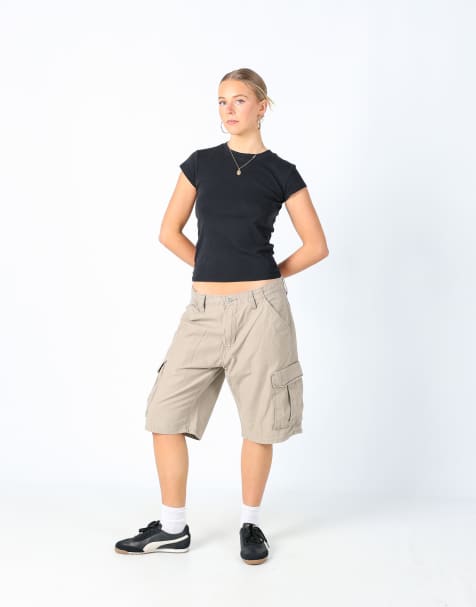 Vintage Levi's 32x22 canvas cargo shorts beige - view 1