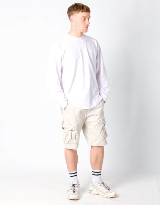 Vintage Levi's 32x23 Canvas Carpenter Baggy Shorts Cream