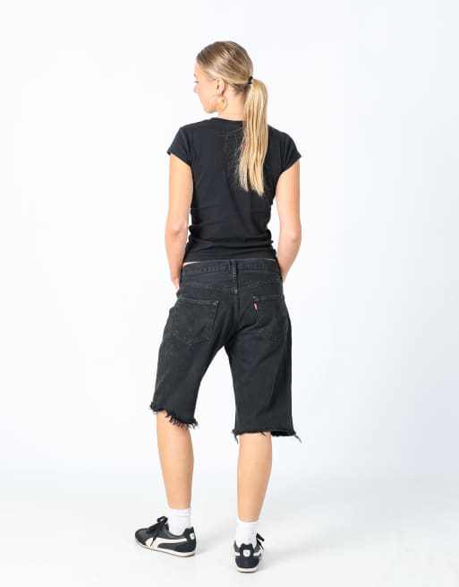 Vintage Levi's 33x20 denim shorts black, 3 of 4