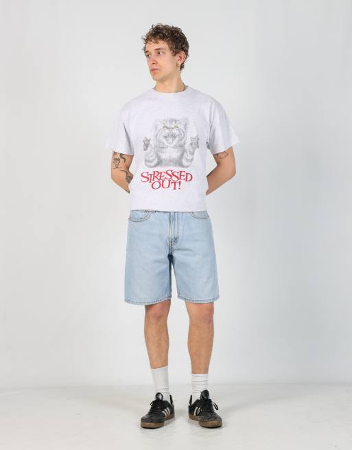 Vintage Levi's 34x19 denim jorts shorts in light blue, 2 of 6