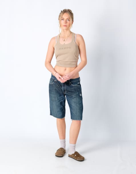 Vintage Levi's 34x20 Denim Shorts Navy Blue - view 1
